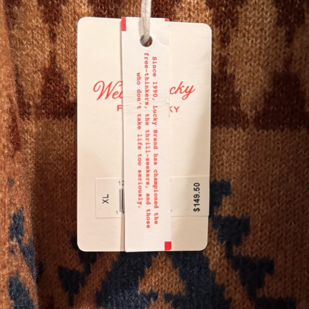 NWT Lucky Brand Brown / Multi Color Aztec Cardigan Sweater - Picture 5 of 7
